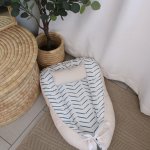 Baby Safe Nest Safe Sleeping Pod Herringbone Ocean Blue And Beige