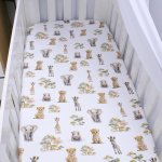Cot Fitted Sheet Simple Safari Olive Sage Splash Small Animal Print