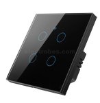 Smart Wifi Light Switch Black Glass 4-GANG