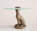 Leopard Cake Stand Glass Top 21X30CM