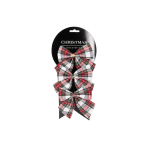Bow Set Of 3 9X10X1CM Plaid - White And Red