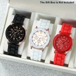 3 Pcs Premium Minimalist Quartz Watches - Fashionable Silicone Straps Clear Numerical Scales Accurate Quartz Movements Chic Coll