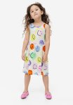 Printed Cotton Dress - White & Smileyworld