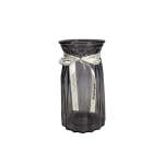 Black Ribbed Glass Vase 20CM