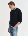 Mens Cotton Cable Crew Neck Sweater In Navy - Navy 3XL