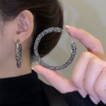 Sparkling Hoop Earrings With Sequins Zinc Alloy Jewelry Elegant Sexy Style Suitable For Women Christmas Party Earrings