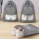 2PCS Portable Drawstring Shoe Storage Bags - Durable Polyester Foldable & Transparent For Easy Organization