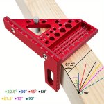 High-precision Aluminum Alloy Woodworking Square With Dowel Pins - Multi-angle Scriber & Miter Ruler For Carpenters And Engineer