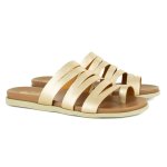 Abuye Leather Push In Strappy Sandals - Gold Foil - 8