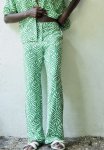 Wide Trousers - Green Leaf Patterned