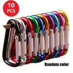 10PCS Aluminum D-shape Carabiner Clips - Durable Spring Snap Hooks For Camping Hiking & Travel