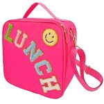 Insulated Lunch Bag With Adjustable Shoulder Strap Nylon Preppy Lunch Box Large Insulated Lunch Bag Reusable Lunch Tote Bag With
