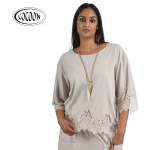 Cocoon Lace Border Top - Stone L xl