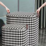Houndstooth Storage Boxes Clothes Blanket Storage Bags Storage Containers With Handles Closet Organizers