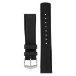 Runner Water-resistant Calf Leather Watch Strap In Black - 24MM Silver