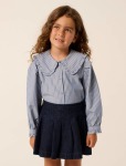 Logan Girls Collar Woven Top - 10-12 Yrs Slate Blue