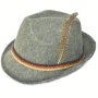 Set Of 3/6 Oktoberfest Alpine Fedora Hats With Tri-Color Cord Grey Non-Woven Polyester Stiffened With Turkey Feather Performance Top Hat For Thanksgiving Occasion -