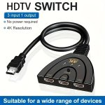 4K Hdtv 3-IN-1 Splitter 3-PORT Hdtv Switcher Selector With Pigtail Hdtv Cable Supports Full HD 4K 1080P 3D Player Hdtv Hub Compa