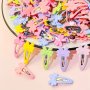 20 Pcs Set Of Adorable Aga Bow Hair Clips For Girls Ages 3-14 Plastic Material Candy Colors