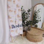 Personalised Fleece Blanket Navy And Grey Lion Moon Sleeping