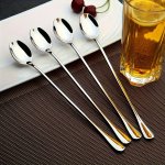 4 10PCS Stainless Steel Long Handle Spoon Set - Perfect For Iced Tea Milkshakes Desserts & Coffee - Ideal For Home Kitchen & Res