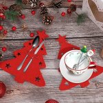 Christmas Felt Cutlery Holder Set - Festive Tableware Pouch For Holiday Dining & Kitchen Decor