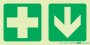 Photoluminescent 190MM Safety Sign -E7A-GREEN Cross+arrow Down