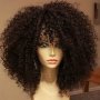 Elegant Afro Curly Wig With Bangs For Women - 35.56CM Short Kinky Hair High-density Synthetic Fiber Perfect For Halloween & Christmas Cosplay