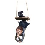Garden Decor Resin Hanging Statue Swing Whimsical Elf Sculpture Gift 12CM