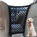 Dog Car Net Barrier With Easy-install Safety Mesh And Expandable Storage Pocket For Pets And Kids - Durable Linen Material