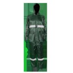 Pvc Rubberised Rain Suit With Reflective Olive Green