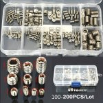 100-200PCS St 304 Stainless Steel Allen Head Socket Hex Set Grub Screw Cup Point Assortment