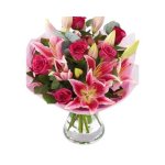 Pink Lilies And Roses