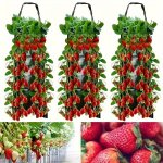 3PCS Set Hanging Strawberry Grow Bags 8-HOLE Vertical Planting Design Multifunctional For Tomatoes Peppers Space-efficient Brea