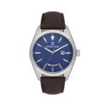 Mens Silver-tone Watch With Blue Textured Dial