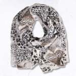 Multi Animal Print Heart Raw Edge Scarf - Grey Free