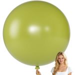 Kalor 36 Inch Giant Retro Avocado Green Balloons 6 Pack Large Round Retro Avocado Green Latex Balloons For Anniversary Birthday