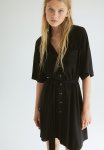 Tie-belt Shirt Dress - Black