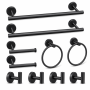 10-PIECE Matte Black Bathroom Hardware Set 60CM Towel Bars Rings & Hooks