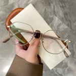 Oval Metal Frame Clear Lens Glasses Cute Fashion Decorative Glasses Computer Spectacles For Women