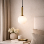 Rhea Orb Metal And Glass Pendant Light - Brass