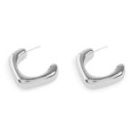 Silver Square Huggie Earrings