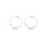 Grecian Silver Leaf Midi Hoop Earrings - Silver