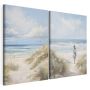 Canvas Art - A Walk On Beach 2 Piece Abstract Painting Canvas Print Decor