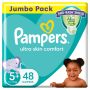 Pampers Baby Dry - Size 5+ 12-17 Kg Jumbo PACK-48 Nappies Lotion With Aloe