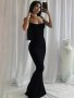 Solid Mermaid Hem Fitted Cami Dress Casual Spaghetti Strap Sleeveless Dress Women's Clothing