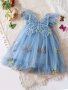Butterfly Princess Dress For Girls With Wings Design Floral Mesh Holiday Party Dresses Gift
