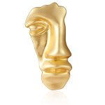 Golden Figure Face Mask Brooch - Vintage Minimalist Metal Brooches Women Men Gold Golden