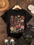 Floral Print T-Shirt Short Sleeve Crew Neck Casual Top For Summer & Spring Women's Clothing