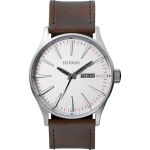Nixon Sentry Leather Mens Watch - Silver Brown